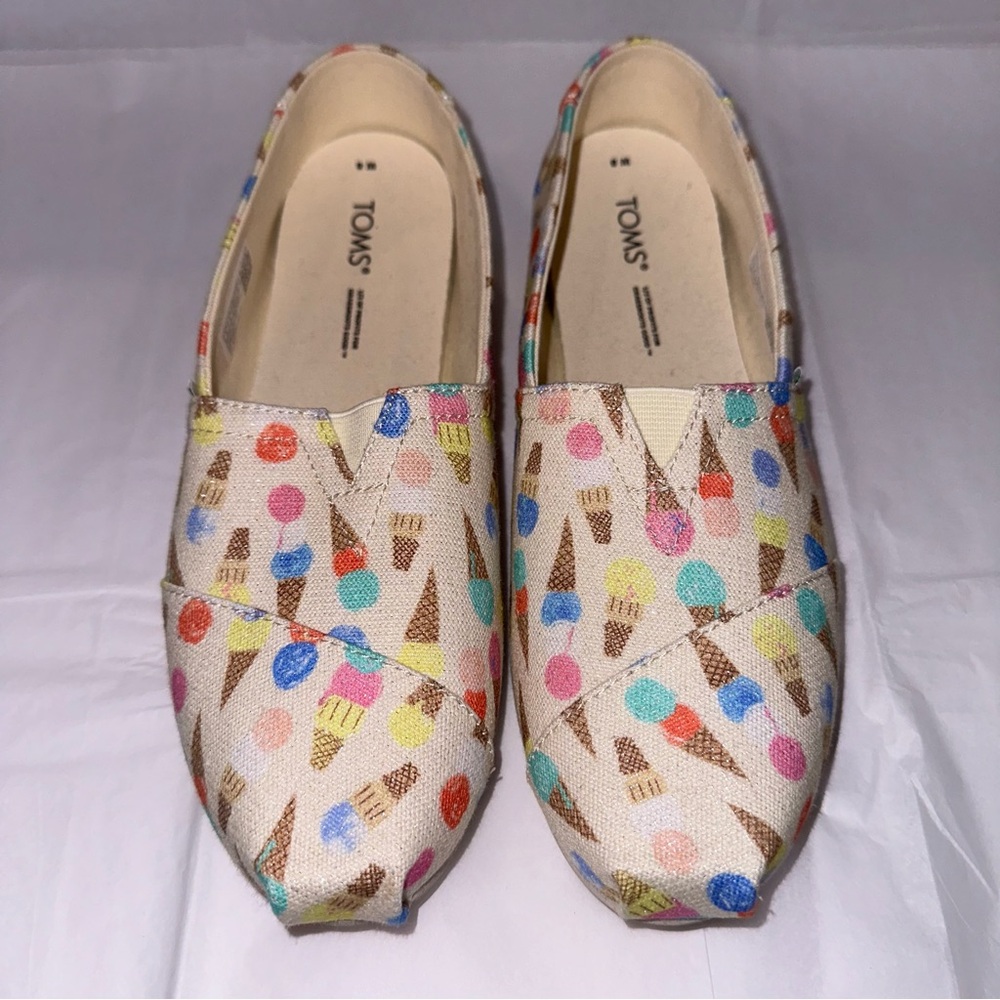 TOMS NWOT Alpargata Slip-On Canvas Shoes Ice Cream Summer Print Women’s Size 8